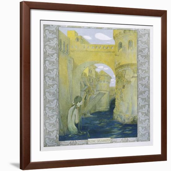 The Little Mermaid Watches the Castle Drawbridge Being Lowered-Heinrich Lefler-Framed Art Print