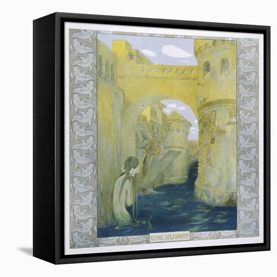 The Little Mermaid Watches the Castle Drawbridge Being Lowered-Heinrich Lefler-Framed Stretched Canvas