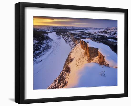 The Little Missouri River in Winter in Theodore Roosevelt National Park, North Dakota, Usa-Chuck Haney-Framed Photographic Print