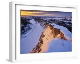 The Little Missouri River in Winter in Theodore Roosevelt National Park, North Dakota, Usa-Chuck Haney-Framed Photographic Print