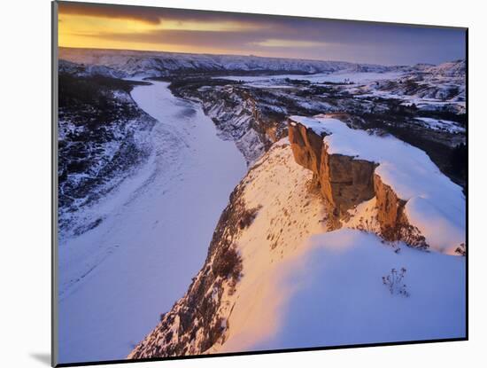 The Little Missouri River in Winter in Theodore Roosevelt National Park, North Dakota, Usa-Chuck Haney-Mounted Photographic Print