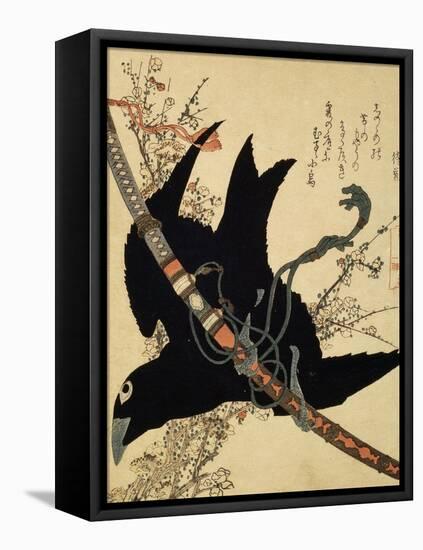 The Little Raven. Minamoto Clan Sword, C1823-Katsushika Hokusai-Framed Stretched Canvas