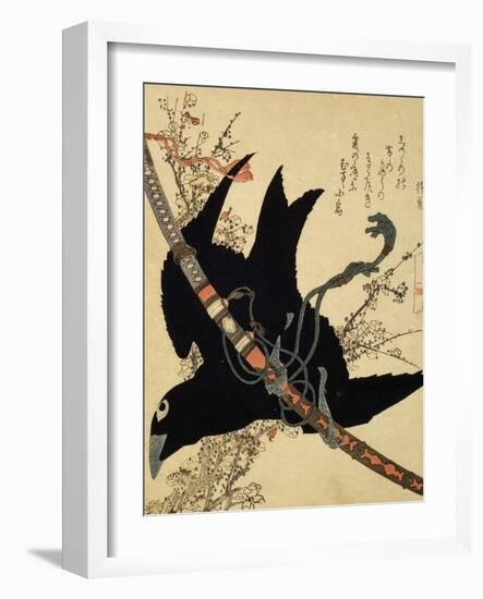 The Little Raven. Minamoto Clan Sword, C1823-Katsushika Hokusai-Framed Giclee Print