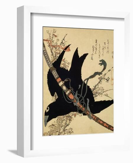 The Little Raven. Minamoto Clan Sword, C1823-Katsushika Hokusai-Framed Giclee Print