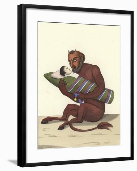 The Little Red Man Rocking His Son-null-Framed Giclee Print