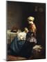 The Little Seamstress, 1858-Jules Breton-Mounted Giclee Print