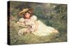 The Little Shepherdess-Arthur Dampier May-Stretched Canvas