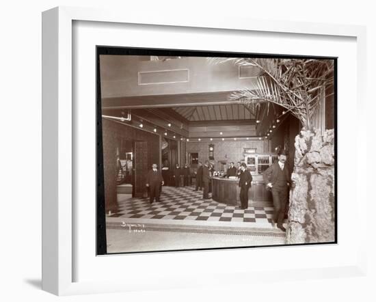 The Lobby and Registration Desk at the Hotel Victoria, 1900 or 1901-Byron Company-Framed Giclee Print