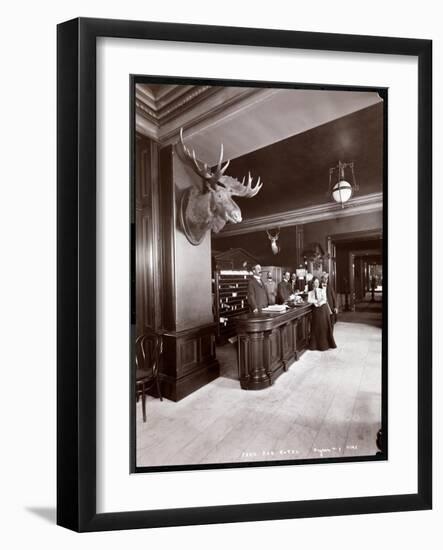 The Lobby and Registration Desk at the Park Avenue Hotel, 1901 or 1902-Byron Company-Framed Giclee Print