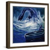 The Loch Ness Monster Attacks a Fisherman-null-Framed Giclee Print