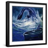 The Loch Ness Monster Attacks a Fisherman-null-Framed Giclee Print