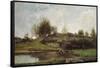 The Lock at Optevoz, 1855-Charles-Francois Daubigny-Framed Stretched Canvas