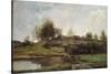 The Lock at Optevoz, 1855-Charles-Francois Daubigny-Stretched Canvas