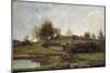 The Lock at Optevoz, 1855-Charles-Francois Daubigny-Mounted Giclee Print