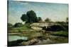 The Lock at Optevoz, 1859-Charles-Francois Daubigny-Stretched Canvas