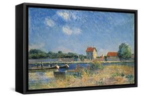 The Loing Canal at Saint-Mammes-Alfred Sisley-Framed Stretched Canvas