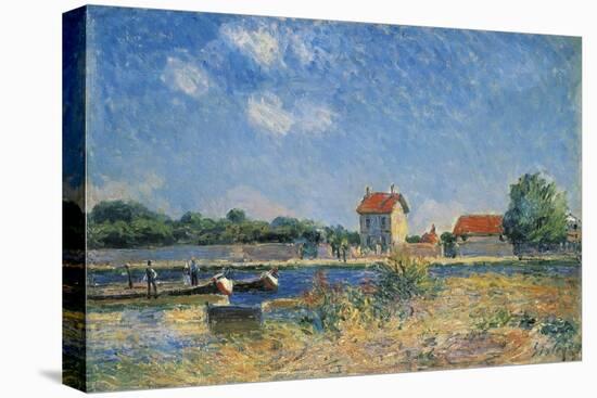 The Loing Canal at Saint-Mammes-Alfred Sisley-Stretched Canvas