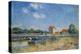 The Loing Canal at Saint-Mammes-Alfred Sisley-Stretched Canvas