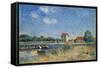 The Loing Canal at Saint-Mammes-Alfred Sisley-Framed Stretched Canvas