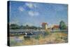 The Loing Canal at Saint-Mammes-Alfred Sisley-Stretched Canvas