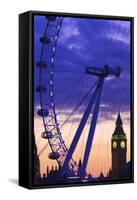 The London Eye and Big Ben, London, England, United Kingdom, Europe-Neil Farrin-Framed Stretched Canvas