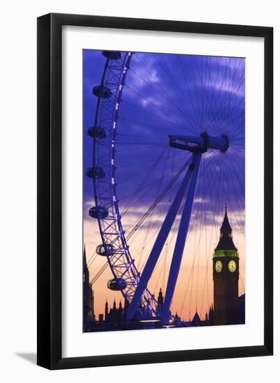 The London Eye and Big Ben, London, England, United Kingdom, Europe-Neil Farrin-Framed Photographic Print