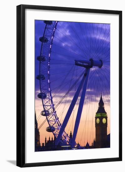 The London Eye and Big Ben, London, England, United Kingdom, Europe-Neil Farrin-Framed Photographic Print