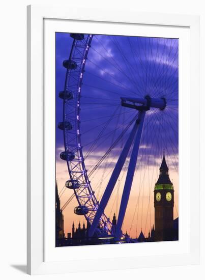 The London Eye and Big Ben, London, England, United Kingdom, Europe-Neil Farrin-Framed Photographic Print