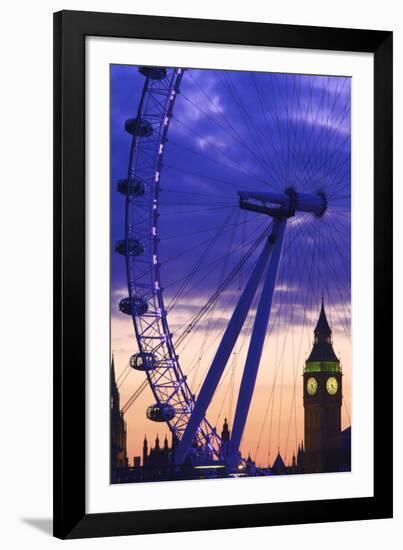 The London Eye and Big Ben, London, England, United Kingdom, Europe-Neil Farrin-Framed Photographic Print