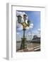 The London Eye and iconic British lamppost in London, England.-Michele Niles-Framed Photographic Print