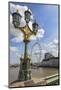 The London Eye and iconic British lamppost in London, England.-Michele Niles-Mounted Photographic Print