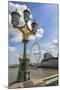 The London Eye and iconic British lamppost in London, England.-Michele Niles-Mounted Photographic Print