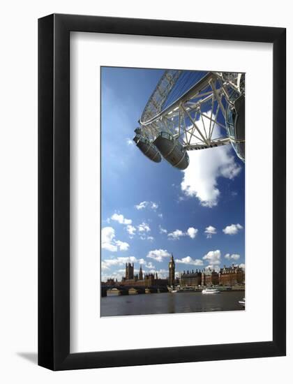 The London Eye, Big Ben and Houses of Parliament, London, England, United Kingdom of Great Britain-null-Framed Art Print