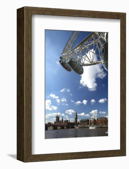 The London Eye, Big Ben and Houses of Parliament, London, England, United Kingdom of Great Britain-null-Framed Art Print