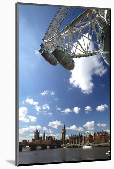The London Eye, Big Ben and Houses of Parliament, London, England, United Kingdom of Great Britain-null-Mounted Art Print