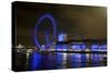 The London Eye Ferris Wheel Along the Thames Embankment at Night-Richard Wright-Stretched Canvas