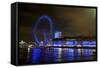 The London Eye Ferris Wheel Along the Thames Embankment at Night-Richard Wright-Framed Stretched Canvas