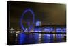 The London Eye Ferris Wheel Along the Thames Embankment at Night-Richard Wright-Stretched Canvas