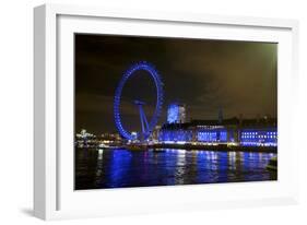 The London Eye Ferris Wheel Along the Thames Embankment at Night-Richard Wright-Framed Photographic Print