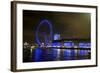 The London Eye Ferris Wheel Along the Thames Embankment at Night-Richard Wright-Framed Photographic Print