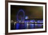 The London Eye Ferris Wheel Along the Thames Embankment at Night-Richard Wright-Framed Photographic Print