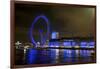 The London Eye Ferris Wheel Along the Thames Embankment at Night-Richard Wright-Framed Photographic Print