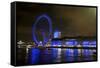 The London Eye Ferris Wheel Along the Thames Embankment at Night-Richard Wright-Framed Stretched Canvas