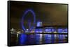 The London Eye Ferris Wheel Along the Thames Embankment at Night-Richard Wright-Framed Stretched Canvas