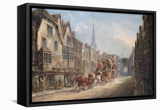The London to Exeter Royal Mail Passing Through Salisbury, 1895-J.C. Maggs-Framed Stretched Canvas