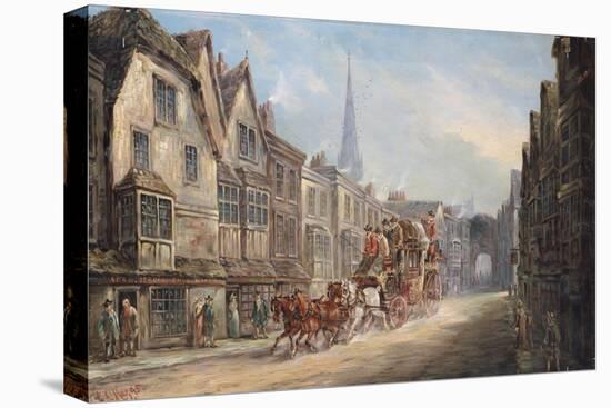The London to Exeter Royal Mail Passing Through Salisbury, 1895-J.C. Maggs-Stretched Canvas
