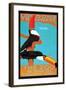 The London Zoo: South American Toucans-Tony Castle-Framed Art Print