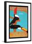 The London Zoo: South American Toucans-Tony Castle-Framed Art Print