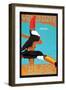 The London Zoo: South American Toucans-Tony Castle-Framed Art Print