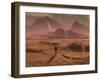 The Lone Figure of an Explorer Watching the Sandfalls of a Barren Planet-Stocktrek Images-Framed Photographic Print